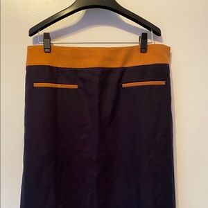 Ann Taylor Loft A-line Skirt, Navy and Brown, 10